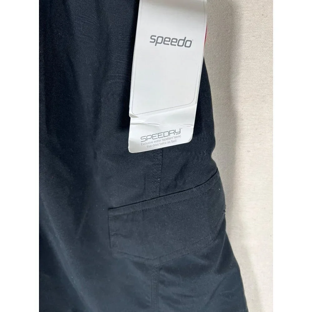 NWT Speedo Size M Black Red‎ Black Swim Shorts / Trunks Color Blocked Speedry